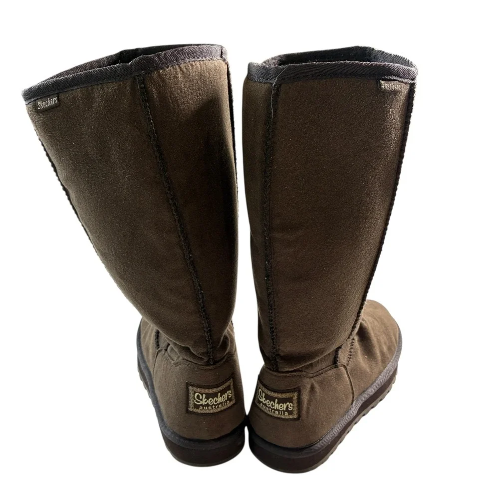 Skechers Australia Brown Suede Faux Fur Lined‎ Tall Boots Women US 7